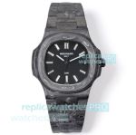 Swiss Clone DIW Patek Philippe Nautilus Carbon Fiber Watch with Black Baguette Dial 